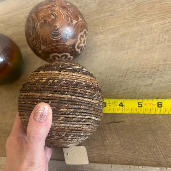 Ceramic Orbs 4pc Set 3.5/4” Filigree Earth tone Decorative Bowl Filler Pier1 - Picture 7 of 16